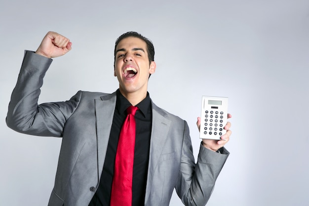 A person celebrating with a calculator and money, symbolizing financial freedom after debt relief.
