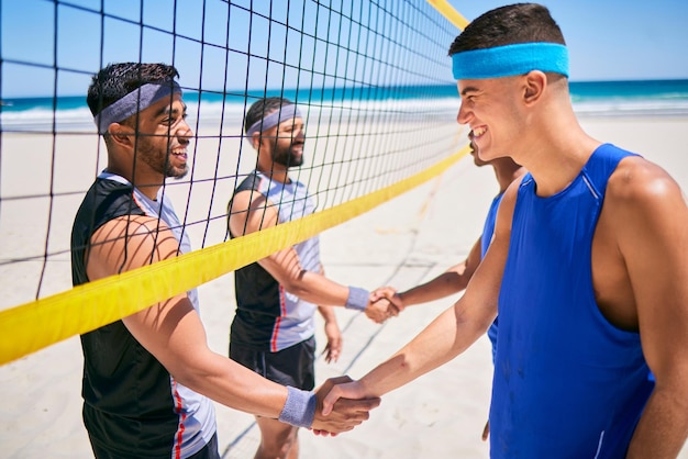 A split-screen image showing a beach volleyball coach giving tactical instructions to a player on one side, and the player successfully executing the strategy on the court during a game on the other side. The image emphasizes the connection between coaching and on-court performance.