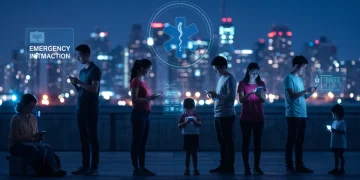 People receiving emergency broadcast alerts on mobile devices, symbolizing new national protocols.