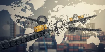 Global supply chain network facing severe disruptions in early 2025.