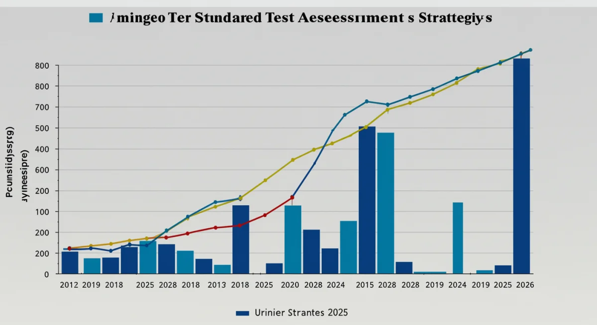 Graph illustrating trends in standardized test scores and participation rates over several years.
