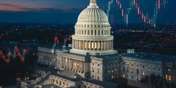 United States Capitol building at dusk, symbolizing federal budget decisions and national security spending.