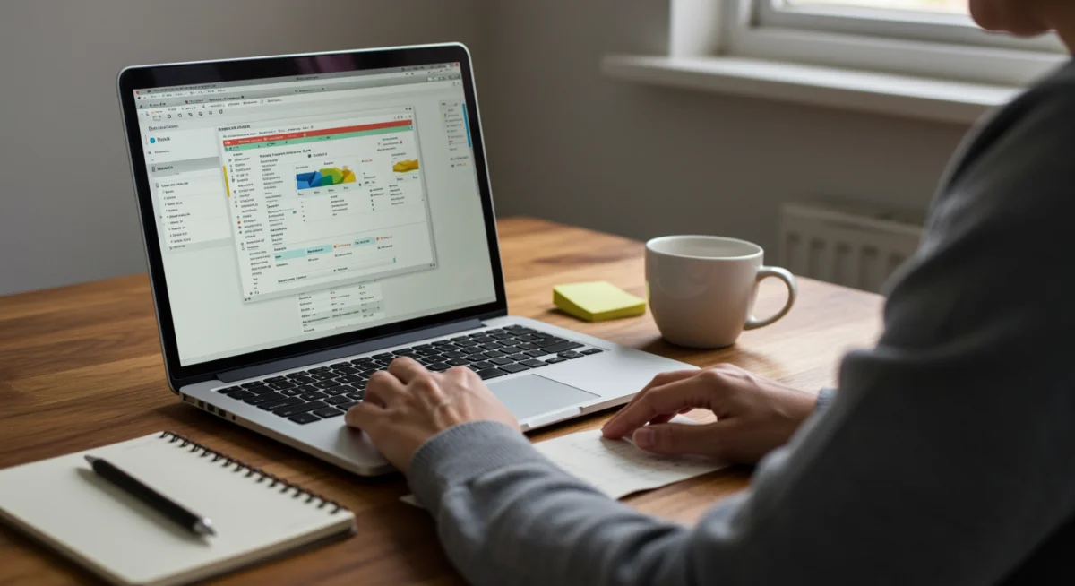 Individual reviewing tax documents on a laptop, symbolizing diligent tax planning for product testers.