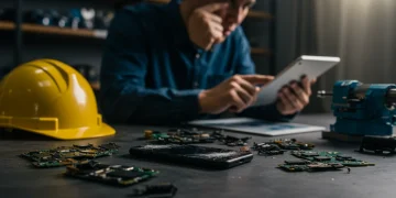 Broken smartphone components on a workbench, symbolizing product failure and the cost of poor quality.