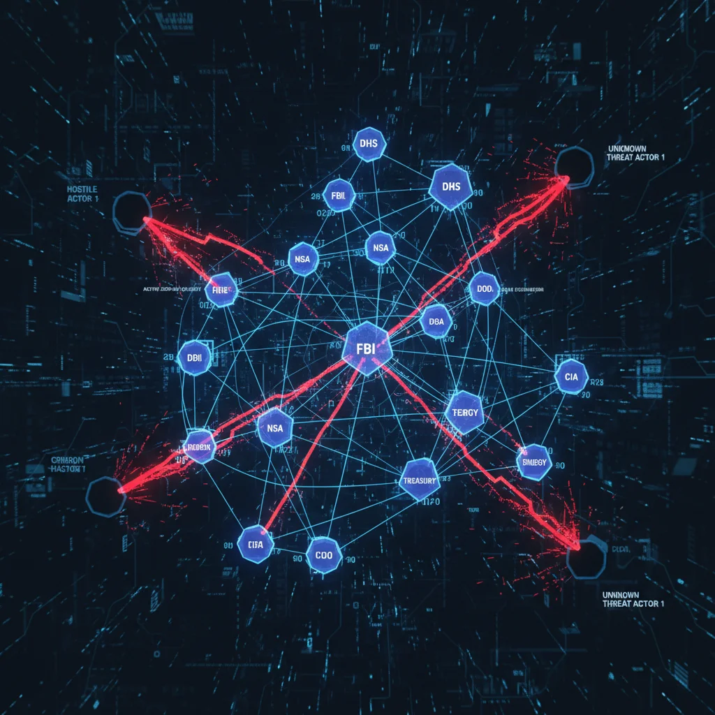 Visualization of zero-day exploits impacting interconnected federal agency networks.