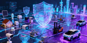 Advanced IoT cybersecurity testing framework protecting connected devices in a smart city environment.