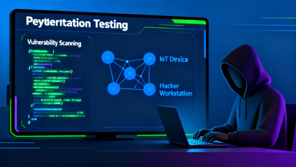 Penetration testing an IoT device for vulnerabilities.