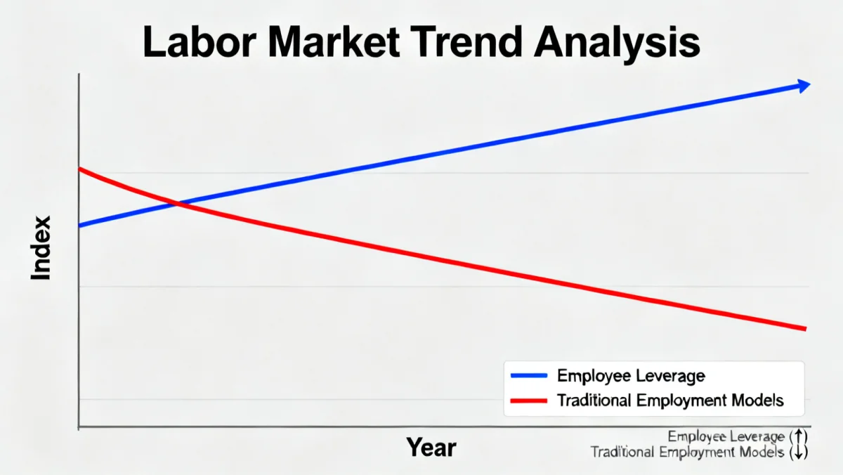 Economic graphs depicting shifting labor market dynamics and employee empowerment