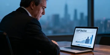 Economist analyzing government report predicting GDP decline for 2026