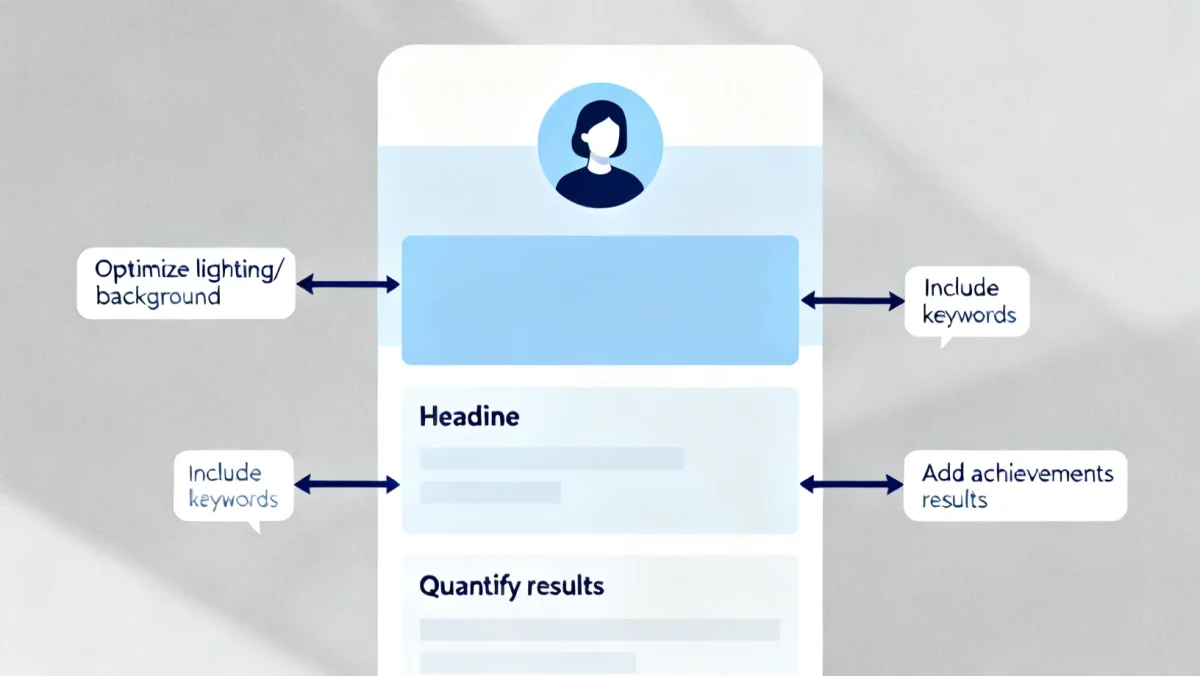 Infographic showing key LinkedIn profile sections for optimization