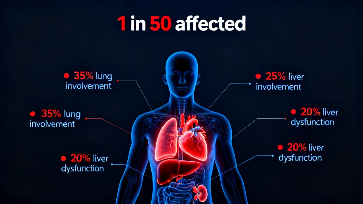 Infographic depicting the widespread impact of the new health threat on the human body.
