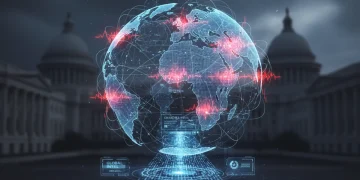 Digital globe representing global intelligence and cybersecurity threats