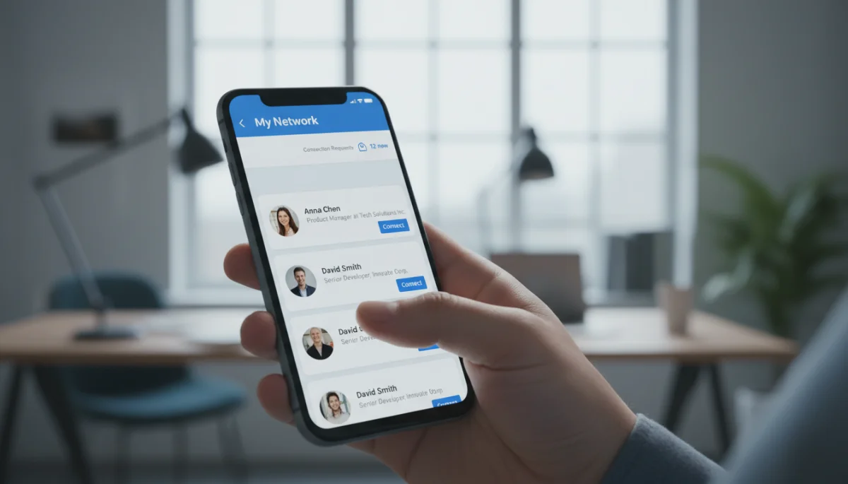 Using a smartphone for professional networking apps