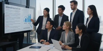 Professionals discussing 2026 labor law updates in a modern office