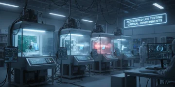 Advanced lab equipment performing accelerated life testing on electronic products