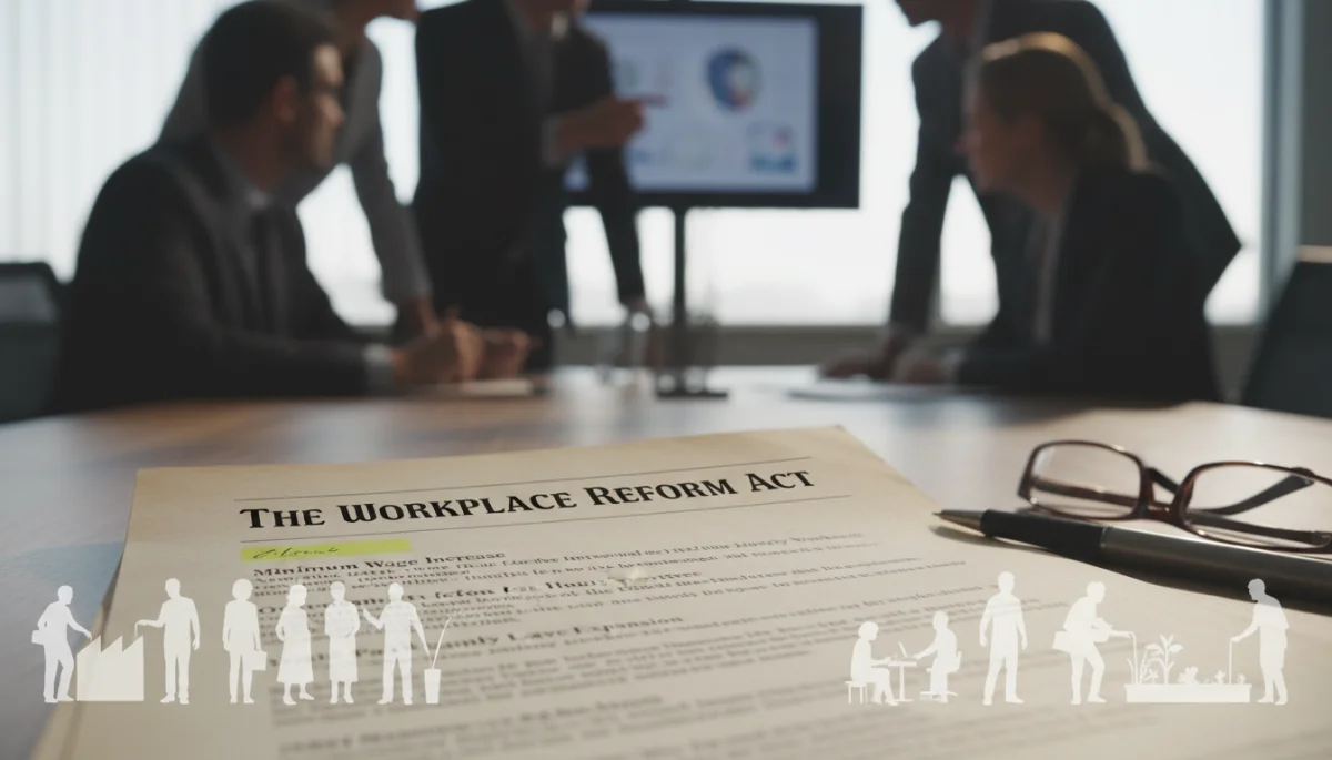 Legislative document detailing new labor laws for US workers