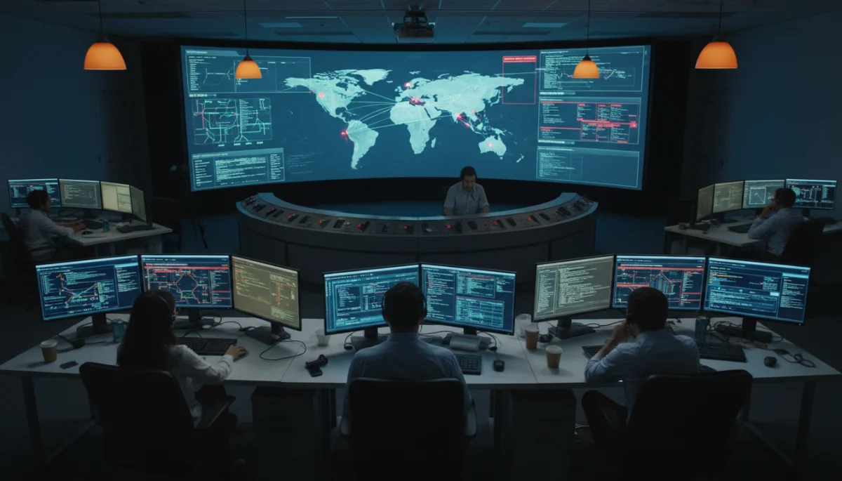 Cybersecurity analysts monitoring network for threats in a SOC