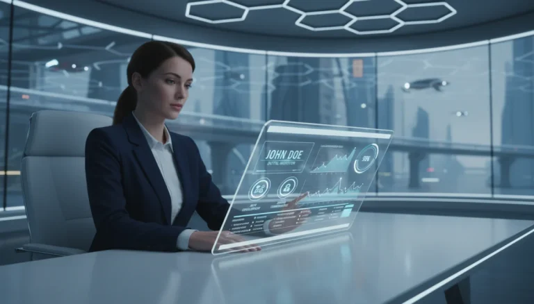 Professional reviewing a modern digital resume on a tablet for quick assessment