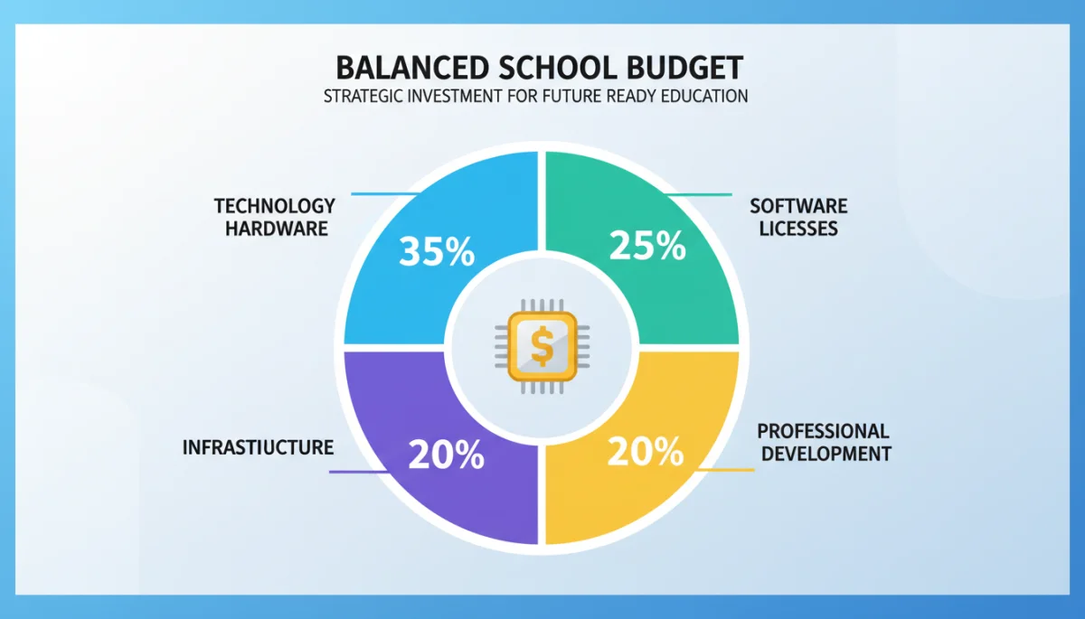 Infographic showing balanced school technology budget allocation
